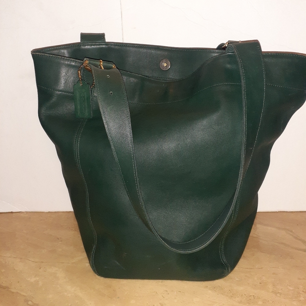COPY - Vintage Coach XL Soho Leather Tote Bag USA Ivy Green RARE 4082